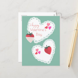 Hjärter och jordgubbar Alla hjärtans dag Helg Vykort