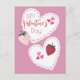 Hjärter och jordgubbar Alla hjärtans dag Helg Vykort