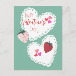 Hjärter och jordgubbar Alla hjärtans dag Helg Vykort