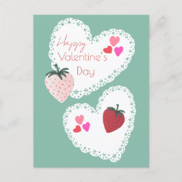 Hjärter och jordgubbar Alla hjärtans dag Helg Vykort
