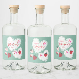 Hjärter och jordgubbar Alla hjärtans dag Spritflaskor Etikett