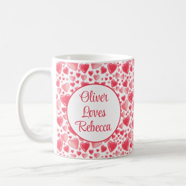 Hjärter och Kärlek Personlig Kaffemugg (Vänster)
