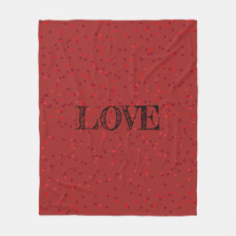 Hjärter och "kärlek" - rött och mysigt fleecefilt