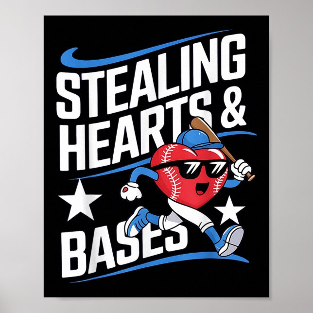 Hjärter och kramper Bases Baskeball Valentindag Poster (Framsidan)