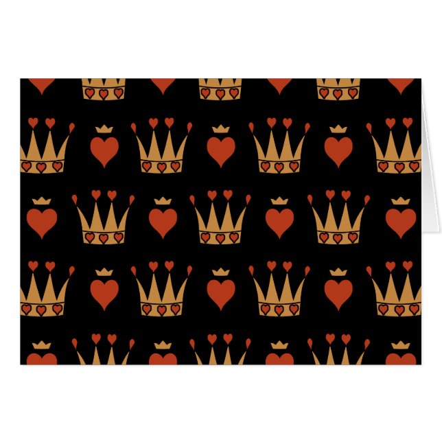 Hjärter och kronor motiv hälsningskort (Framsidan Horizontal)