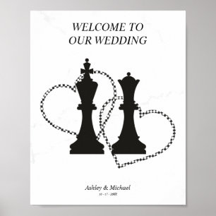 Hjärter och Kung och drottningen Chess för Bröllop Poster