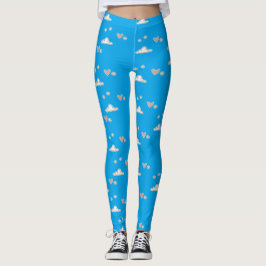 Hjärter och moln på blått leggings