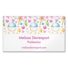 Hjärter och Muffinsar Förtjusande vattenfärg Mönst Magnetiska Visitkort