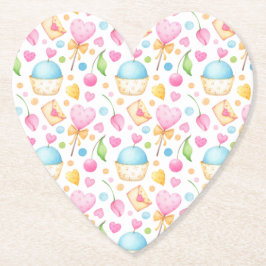 Hjärter och Muffinsar Förtjusande vattenfärg Mönst Underlägg Papper