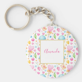 Hjärter och Muffinsar Söta vattenfärgen Mönster Nyckelring