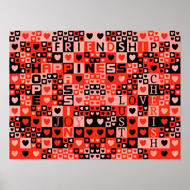 Hjärter och Ord Art Poster (Framsidan)