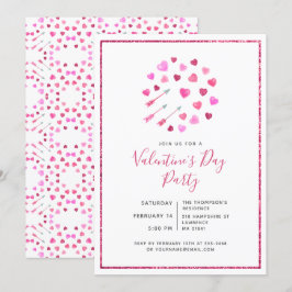 Hjärter och pilar på Alla hjärtans Rosa-dag Inbjudningar