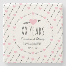 Hjärter och pilar Personlig Bröllop-årsdagen Underlägg Sten