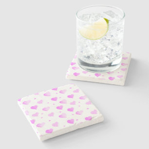 Hjärter och Polka dots Rosa Mönster Stenunderlägg