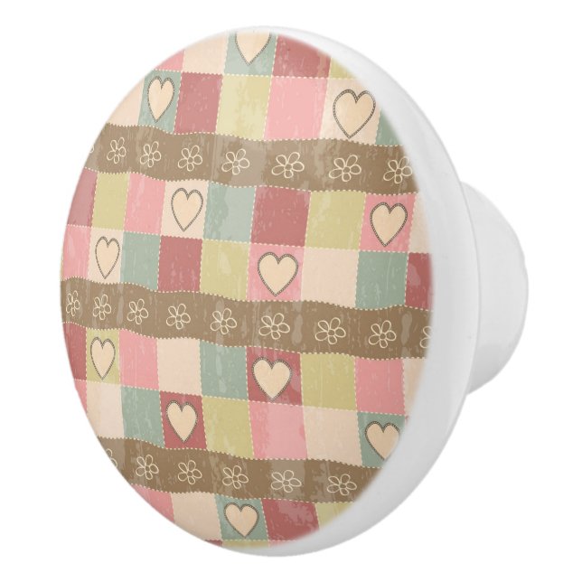 Hjärter och Rand keramiskt knopp (Höger)