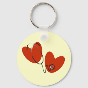 Hjärter och stetoscope T-shirts och presenter Nyckelring