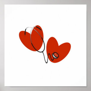 Hjärter och stetoscope T-shirts och presenter Poster