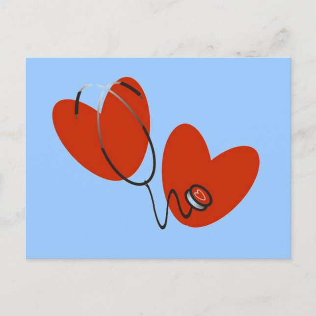 Hjärter och stetoscope T-shirts och presenter Vykort (Framsida)