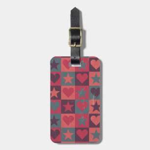 Hjärter och stjärnor Mönster Rosa Bagagebricka