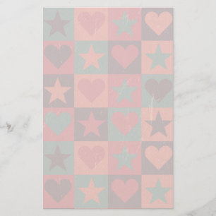 Hjärter och stjärnor Mönster Rosa Brevpapper