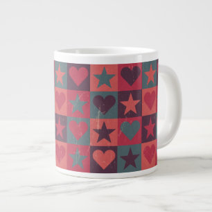 Hjärter och stjärnor Mönster Rosa Jumbo Mugg