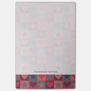 Hjärter och stjärnor Mönster Rosa Post-it Block