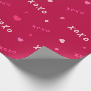 Hjärter och xoxo-symbol för kramar och kyssar presentpapper