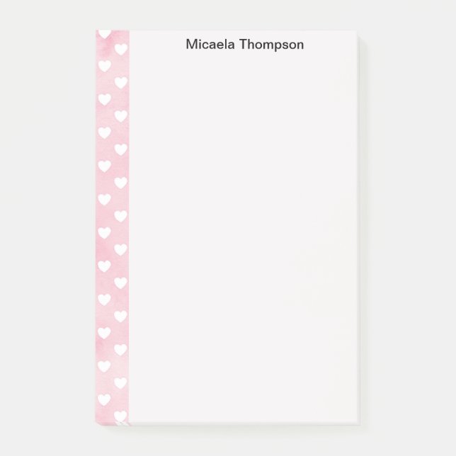 Hjärter om Rosa Design Change Namn Post-it Block (Framsida)
