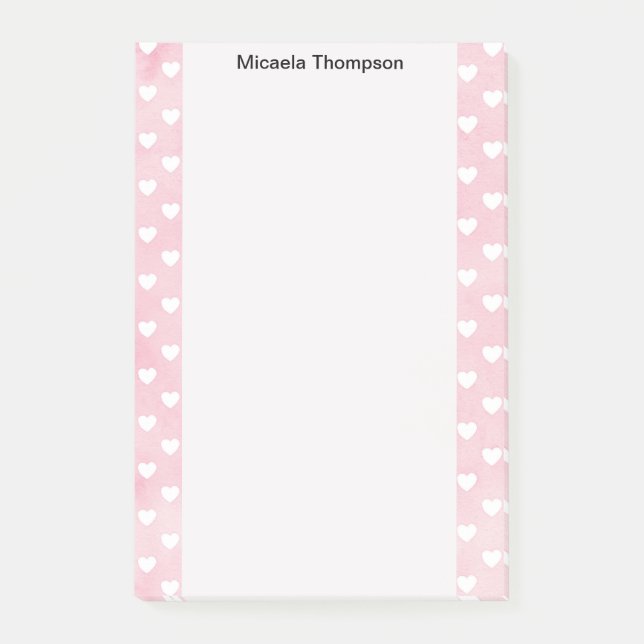 Hjärter om Rosa Design Change Namn Post-it Block (Framsida)