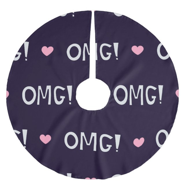 Hjärter, OMG-text, söt mönster Julgransmatta Borstad Polyester (Framsidan)