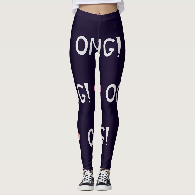 Hjärter, OMG-text, söt mönster Leggings (Framsida)