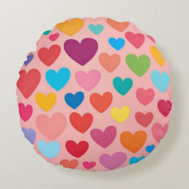 Hjärter på Alla hjärtans dag Rund Kudde