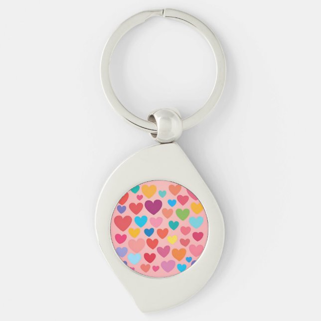 Hjärter på Alla hjärtans dag Swirl Silverfärgad Nyckelring (Framsidan)