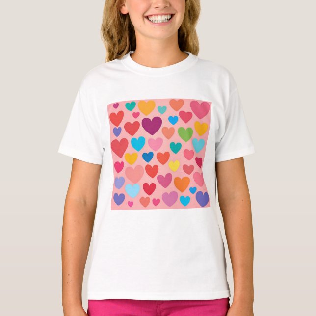 Hjärter på Alla hjärtans dag T Shirt (Framsida)