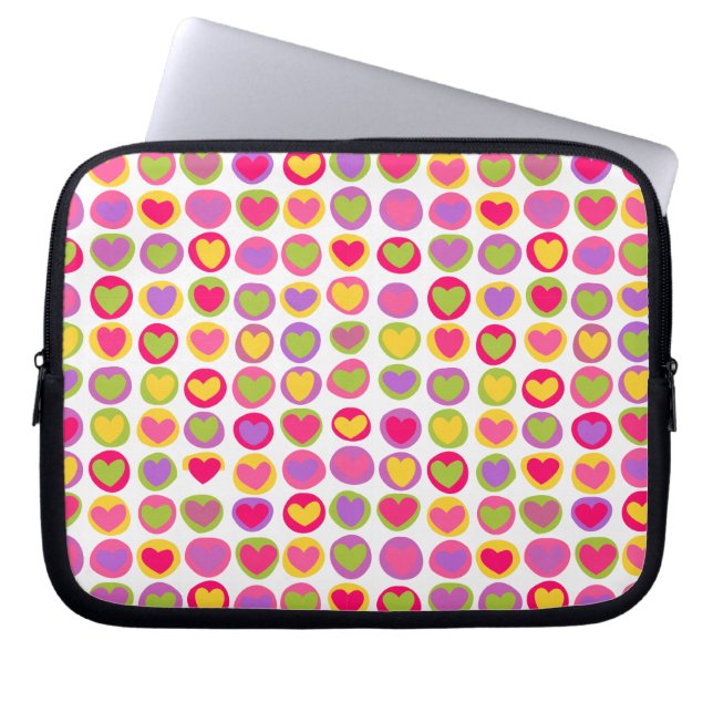 Hjärter på Alla hjärtans Multifärgad på Roligt och Laptop Sleeve (Framsidan)