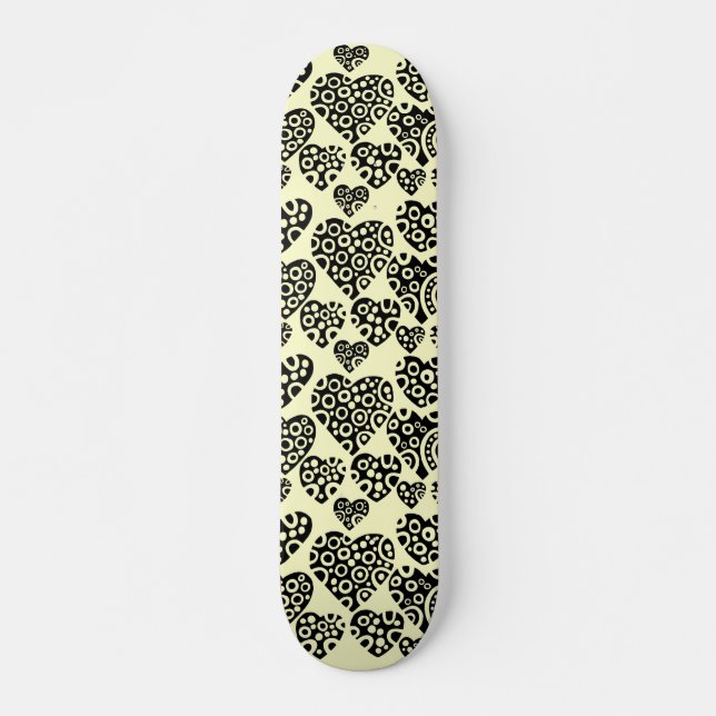 Hjärter på Cream Mini Skateboard Bräda 18,5 Cm (Framsida)