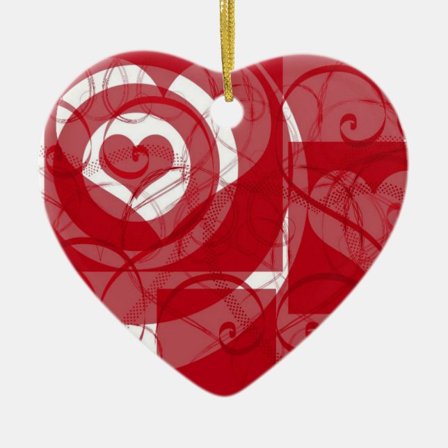 Hjärter på Hearts Valentine Julgransprydnad Keramik (Framsidan)