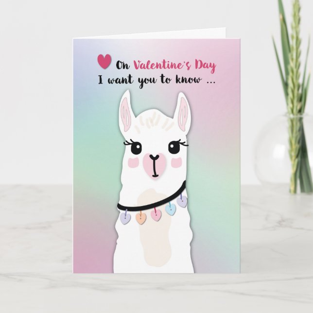 Hjärter på Llamas Valentindagen Kort (Framsida)