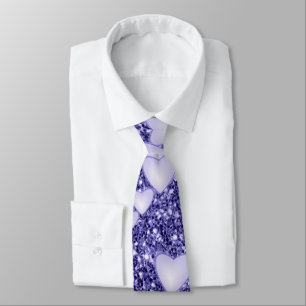 Hjärter på Pärlande glitter, blått Slips