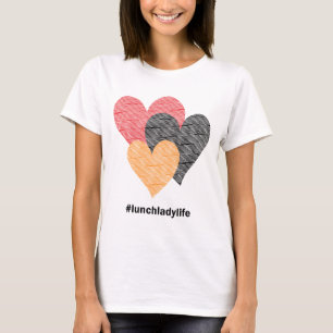 Hjärter på Rand tryckt Lunch Dam Valentine T Shirt