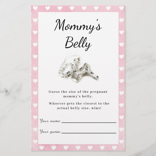 Hjärter på Rosa Baby Shower Mamma Game Flyer (Framsidan)
