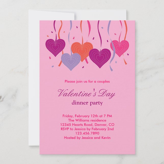 Hjärter på String Valentines Dag-inbjudan Inbjudningar (Framsida)