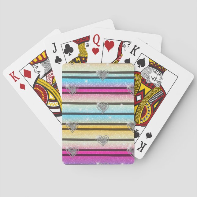 Hjärter, Ränder och Gnistrande Casinokort (Baksidan)