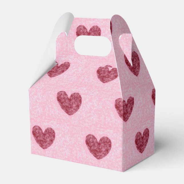 Hjärter Röda Hjärtan På Rosa Falskt Luddig Design Presentaskar (Framsidan Sidan)