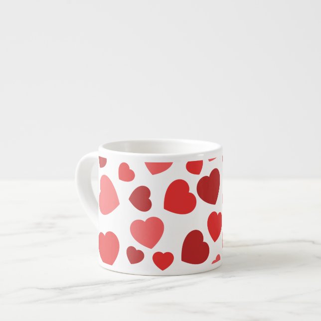 Hjärter, rödhjärter, Hjärter mönster, Mönster Espressomugg (Framsida vänster)