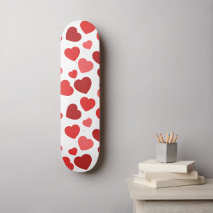 Hjärter, rödhjärter, Hjärter mönster, Mönster Mini Skateboard Bräda 18,5 Cm