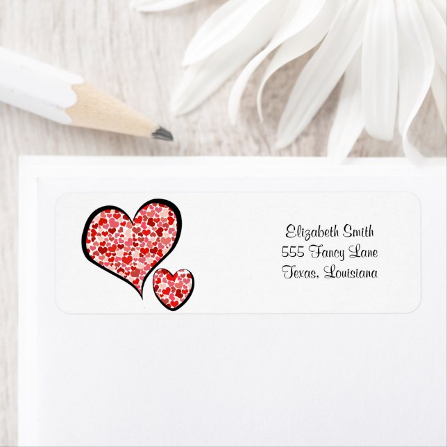Hjärter, rödhjärter, mönster, Kärlek Returadress Etikett (Insitu)