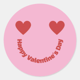 Hjärter Smil Glad Alla Hjärtans Dag Meddelande Runt Klistermärke