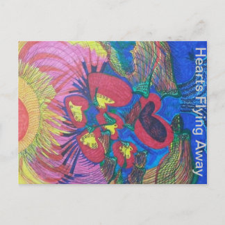 Hjärter som flyger bort vykort