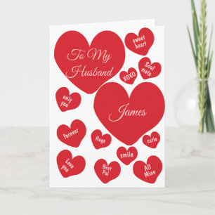 Hjärter till make vid Valentines day Helgdag Helgkort